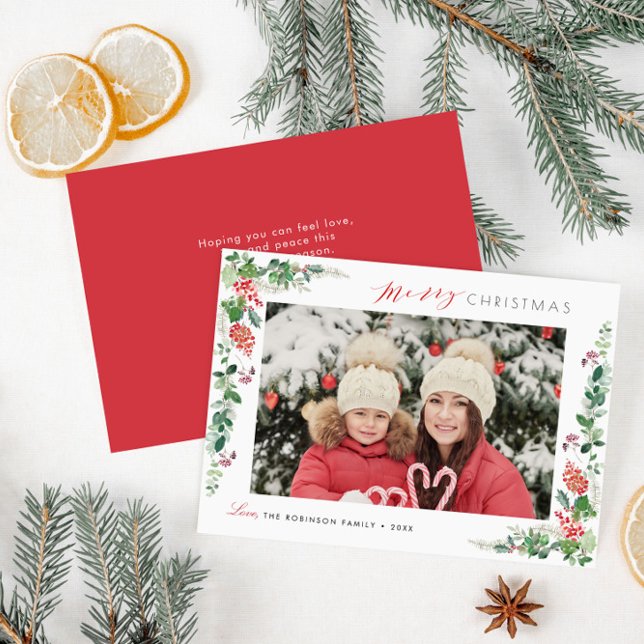 merry christmas elegant floral borders holiday card (Creator Uploaded)
