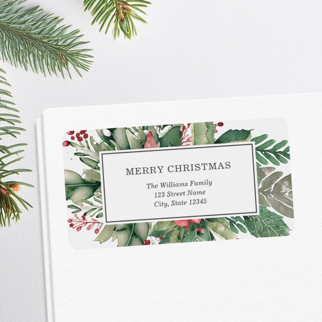 Merry Christmas Elegant Floral Return Address Label (Creator Uploaded)