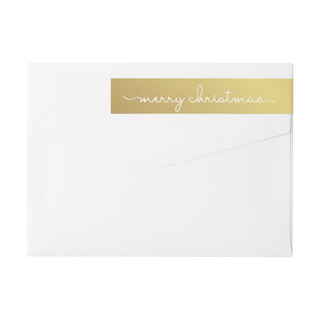 Merry Christmas Elegant Gold Hand Lettered Wrap Around Label (Back)