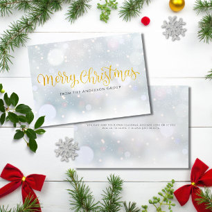 Merry Christmas Elegant Gold Script Business Holiday Card