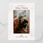 Merry Christmas. Elegant gold winter polka dots<br><div class="desc">"Merry Christmas" photo card with elegant gold polka dots.</div>