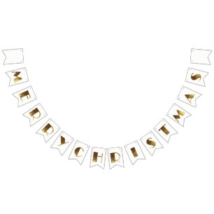 Merry Christmas Elegant Golden Text Typography Bunting