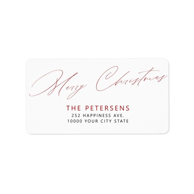 Merry Christmas elegant holiday return address Label (Front)