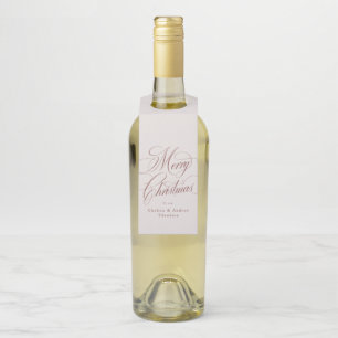 Merry Christmas elegant maroon holiday Bottle Tag