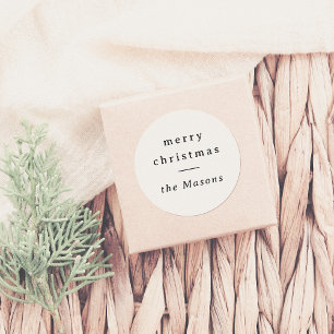 Merry Christmas   Elegant Minimalist Typography Classic Round Sticker