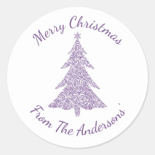 Merry Christmas elegant modern christmas tree Classic Round Sticker