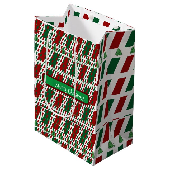 Merry Christmas Elegant & Modern Customise  Medium Gift Bag (Front Angled)