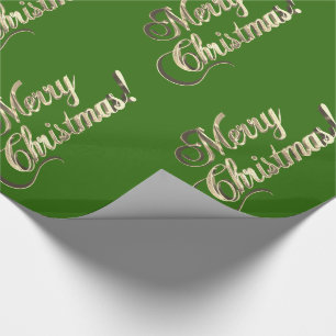 Merry Christmas Elegant Modern Green and Gold Wrapping Paper