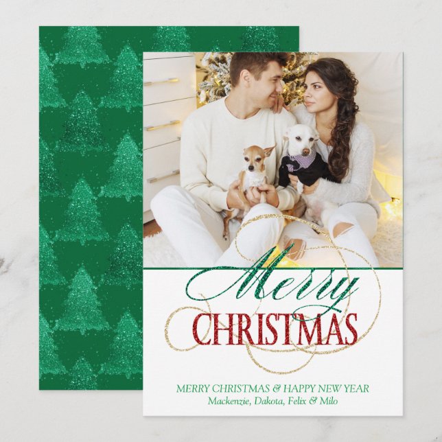 Merry Christmas Elegant Modern Holiday Script Card (Front/Back)