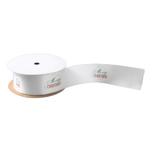Merry Christmas Elegant Modern Holiday Script Satin Ribbon