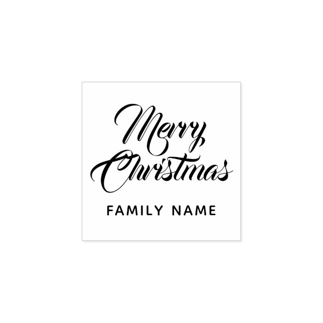 Merry Christmas Elegant Modern Typography Rubber Stamp (Imprint)