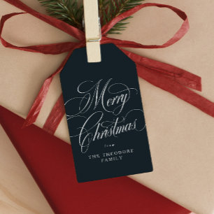 Merry Christmas elegant navy blue holiday Gift Tags
