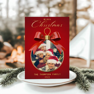 Merry Christmas Elegant One Photo ornament frame