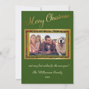 Merry Christmas Elegant Photo Frame Holiday Card
