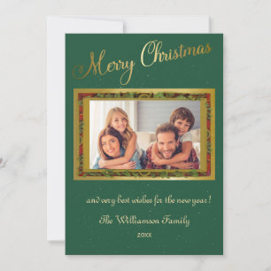 Merry Christmas Elegant Photo Frame Holiday Card