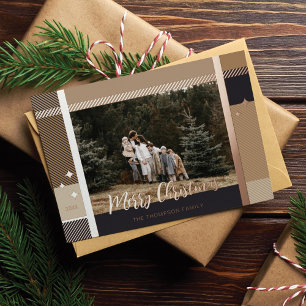 Merry Christmas Elegant Plaid Pattern Photo Frame