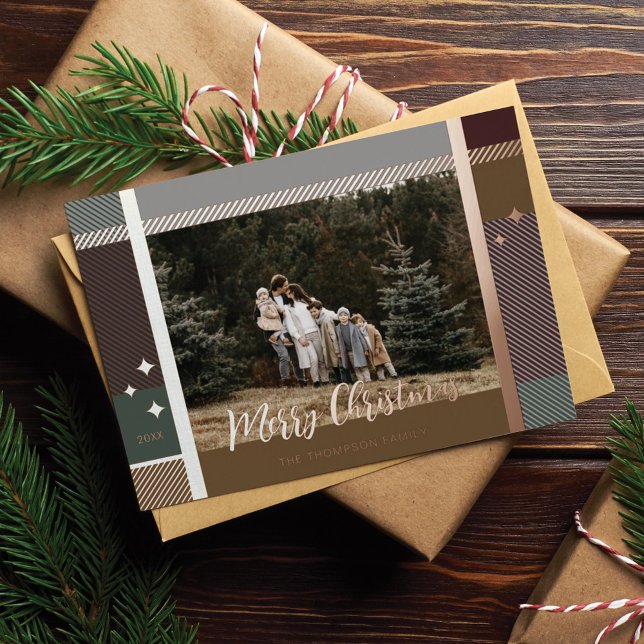 Merry Christmas Elegant Plaid Pattern Photo Frame (Creator Uploaded)
