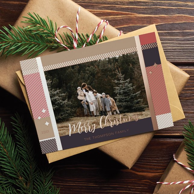 Merry Christmas Elegant Plaid Pattern Photo Frame (Creator Uploaded)
