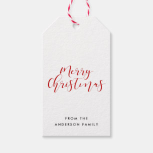Merry Christmas elegant red font Gift Tags