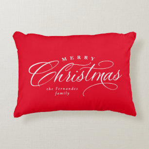Merry Christmas elegant red holiday decor Decorative Cushion