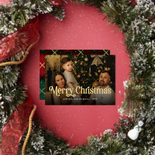 Merry Christmas Elegant Retro Photo Tartan Plaid