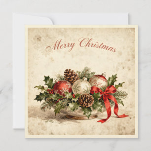 Merry Christmas-Elegant Rustic Simple Typography  Holiday Card