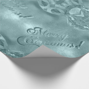 Merry Christmas Elegant Script Blue Turquoise Wrapping Paper