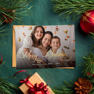 Merry Christmas Elegant Script Family Photo