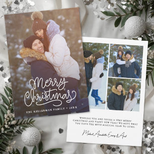 Merry Christmas Elegant Script Minimal Photo Holiday Card