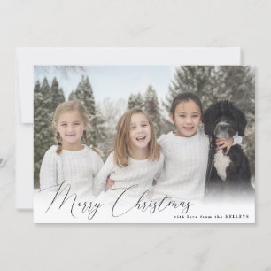 Merry Christmas Elegant Script Personalized Photo Holiday Card
