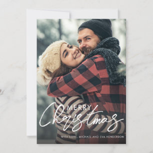 Merry Christmas Elegant Script Photo Overlay Holiday Card