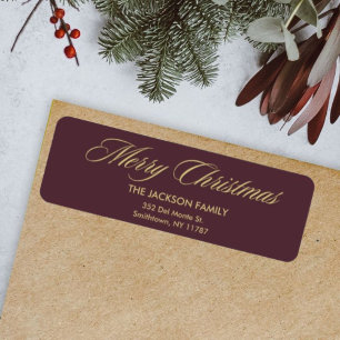 Merry Christmas Elegant Script Return Address
