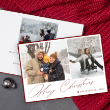 Merry Christmas elegant script simple 3 photo red