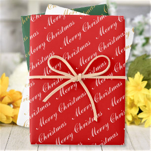 Merry Christmas Elegant Script Text Wrapping Paper Sheet