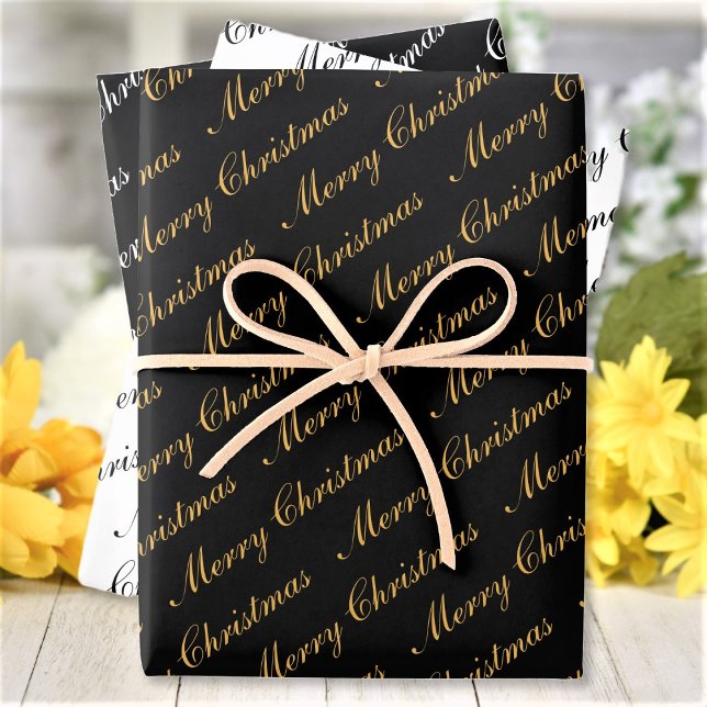 Merry Christmas Elegant Script Text Wrapping Paper Sheet (Creator Uploaded)