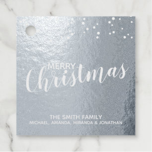 'Merry Christmas' Elegant Silver Foil Favour Tags