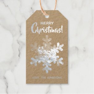 Merry Christmas Elegant simple Snowflake chic Gift Tags