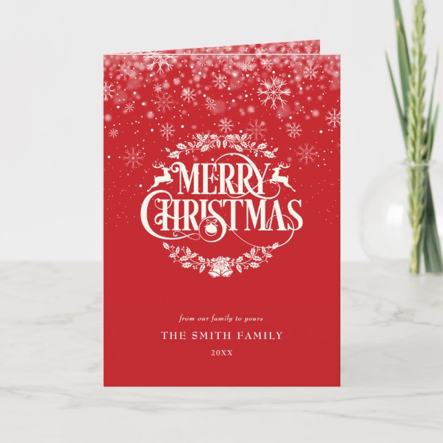 Merry Christmas Elegant Simple Snowflakes Modern Holiday Card (Front)