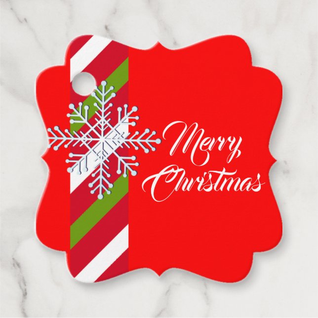 Merry Christmas Elegant Snowflake Favour Tags (Front)