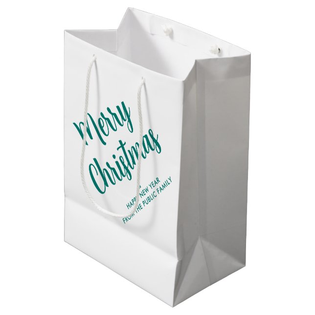 Merry Christmas Elegant Template Custom Script Medium Gift Bag (Front Angled)