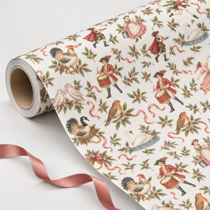 Merry Christmas Elegant Twelve Days of Christmas Wrapping Paper