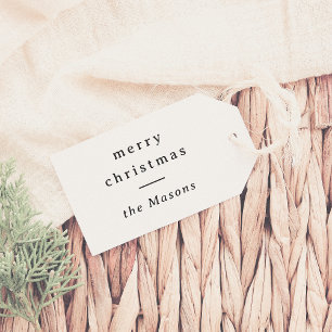 Merry Christmas Elegant Typography Teal Gift Tags