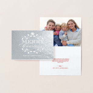 Merry Christmas Elegant Vintage Holly Wreath Foil Card