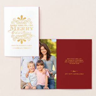 Merry Christmas Elegant Vintage Typography Foil Card