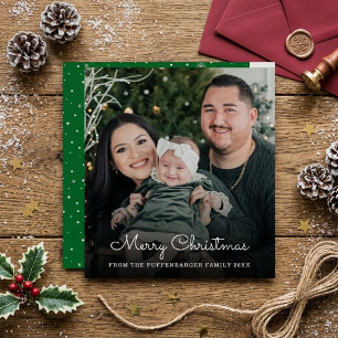 Merry Christmas Elegant White Script Family Photo