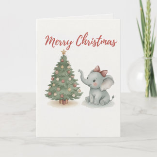 Merry Christmas Elephant Card Cute Baby Elephant