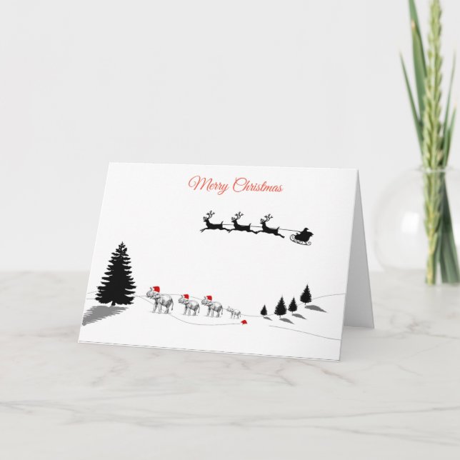 Merry Christmas elephant family card (Front)