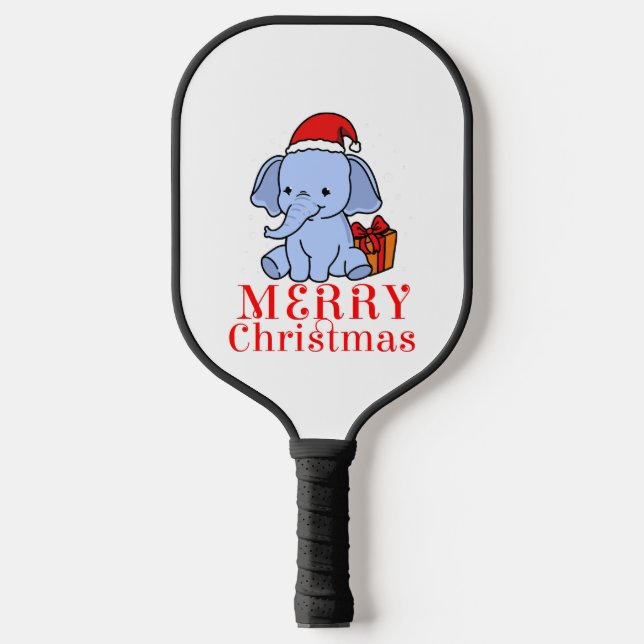 Merry Christmas Elephant  Pickleball Paddle (Front)