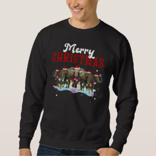 Merry Christmas Elephant Tree Lights Elephant Chri Sweatshirt