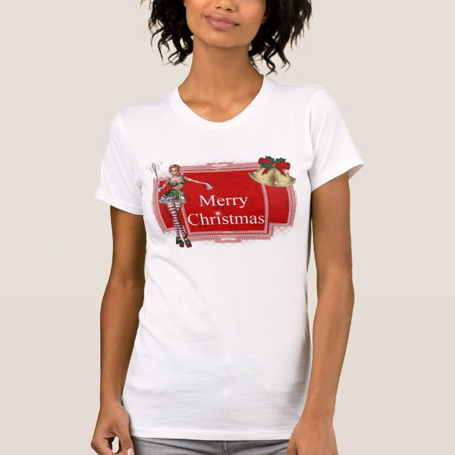 Merry Christmas Elf 2 Design - Holiday T-Shirt (Front)